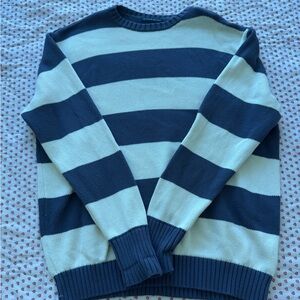Brandy Melville Navy and White Striped Crewneck Sweater